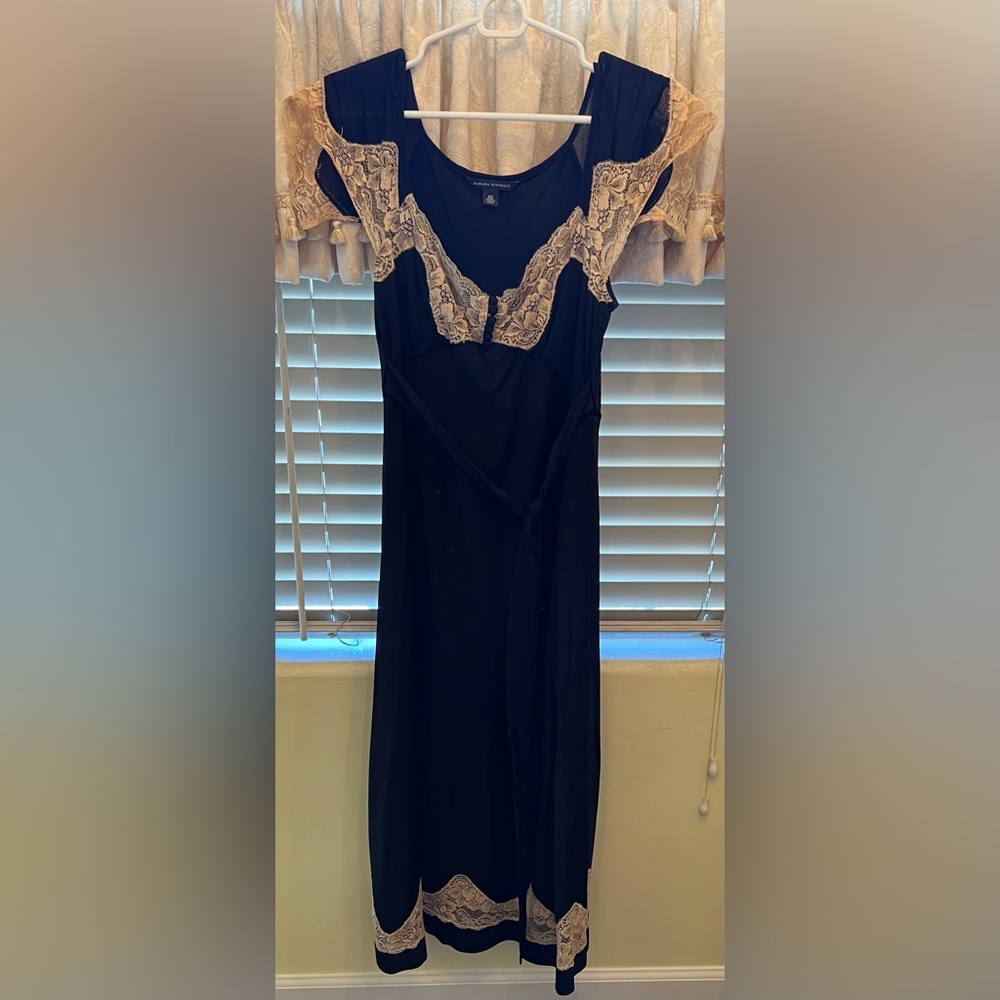 Banana Republic Black and Cream Embellished Maxi Dress